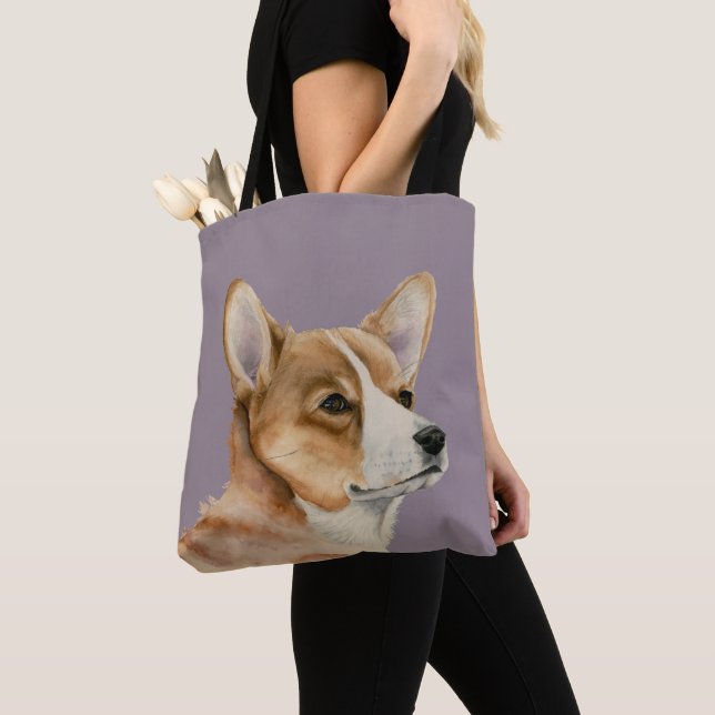 Bolso De Tela Pintura de la acuarela del perro del Corgi Galés (Detalle)