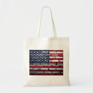 Bolso De Tela Pintura de la bandera estadounidense en una pared