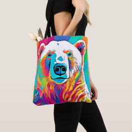 Bolso De Tela Pintura de la cabeza del oso vibrante