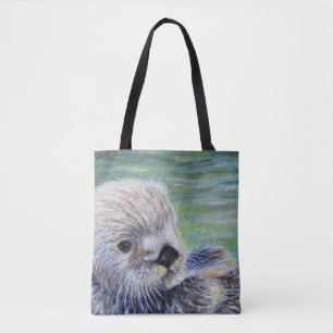 Bolso De Tela Pintura de la nutria de mar