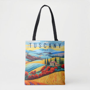 Bolso De Tela Pintura de la Toscana al atardecer   Viajes a Ital