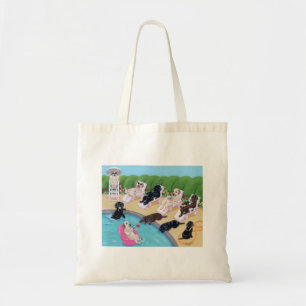 Bolso De Tela Pintura de Labradors del fiesta del Poolside