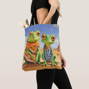Bolso De Tela Pintura de lagartija familiar