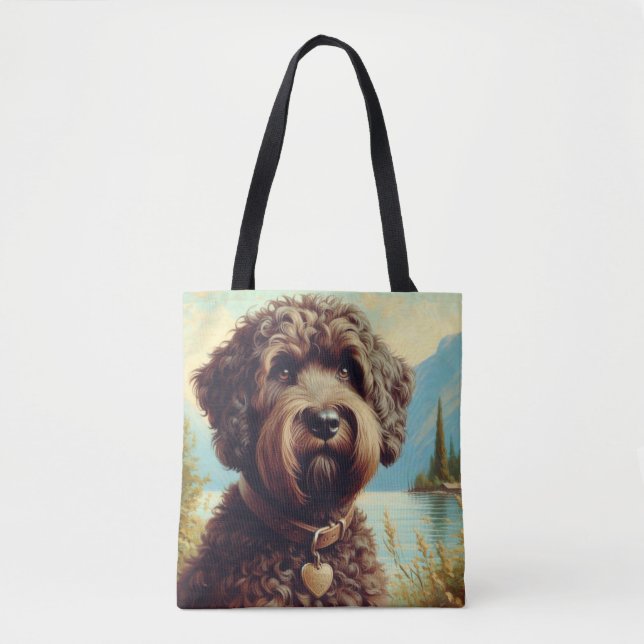 Bolso De Tela Pintura de Lagotto Romagnolo (Anverso)