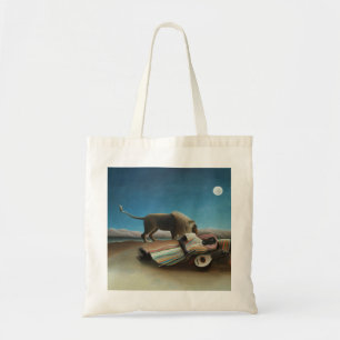 Bolso De Tela Pintura de león gitano durmiente de Henri Rousseau