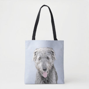 Bolso De Tela Pintura de lobo irlandesa - Arte de perro original
