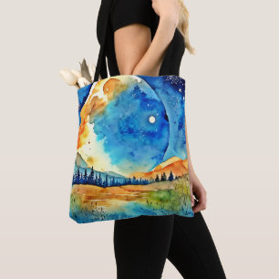 Bolso De Tela Pintura de Luna Llena
