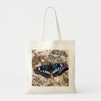 Bolso De Tela Pintura de mariposa azul del almirante blanco del