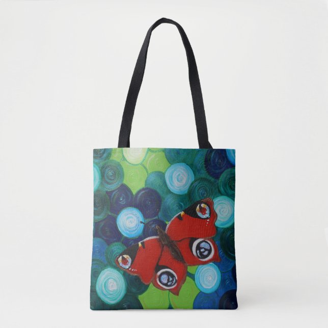 Bolso De Tela Pintura de mariposa pavo (Anverso)