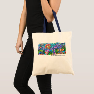 Bolso De Tela Pintura de mosaico de camping colorado con osos