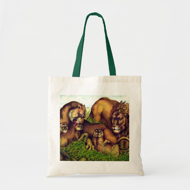 Bolso De Tela Pintura de orgullo de león de época (Frente)