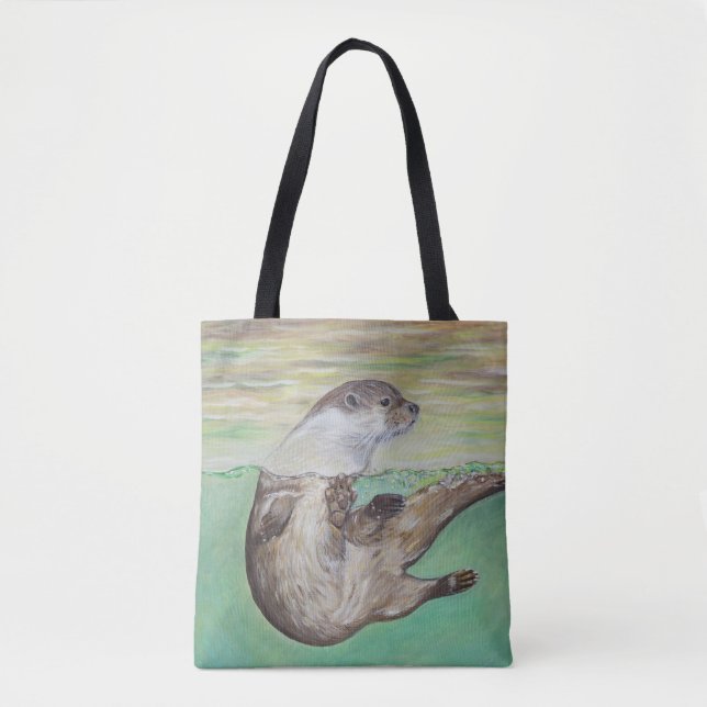 Bolso De Tela Pintura de orugas de río lúdico (Anverso)