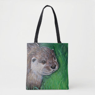 Bolso De Tela Pintura de orugas de río pequeño