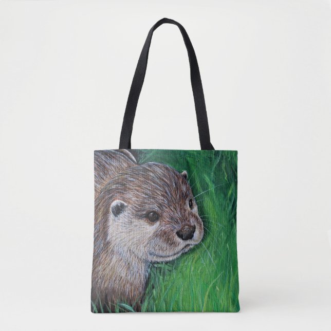 Bolso De Tela Pintura de orugas de río pequeño (Anverso)