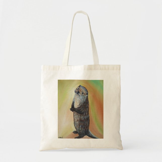 Bolso De Tela Pintura de Otter de Río Permanente (Frente)