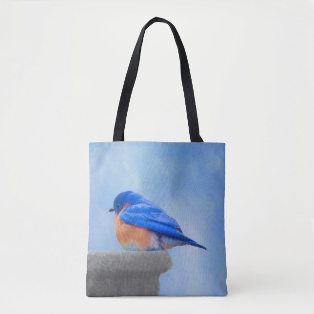 Bolso De Tela Pintura de pájaro azul - Arte original de aves (Anverso)