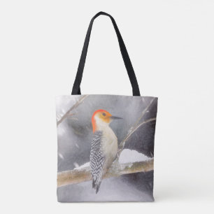 Bolso De Tela Pintura de pájaro de madera roja