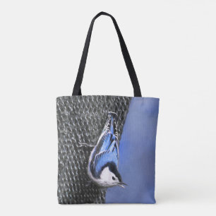 Bolso De Tela Pintura de pájaro original pintada con nuez blanc