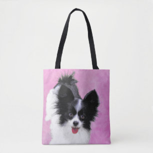 Bolso De Tela Pintura de Papillon (blanco y negro) - Arte de per
