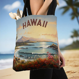 Bolso De Tela Pintura de paraíso tropical de la playa de Hawaii