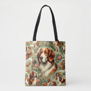 Bolso De Tela Pintura de perro de Bretaña vintage