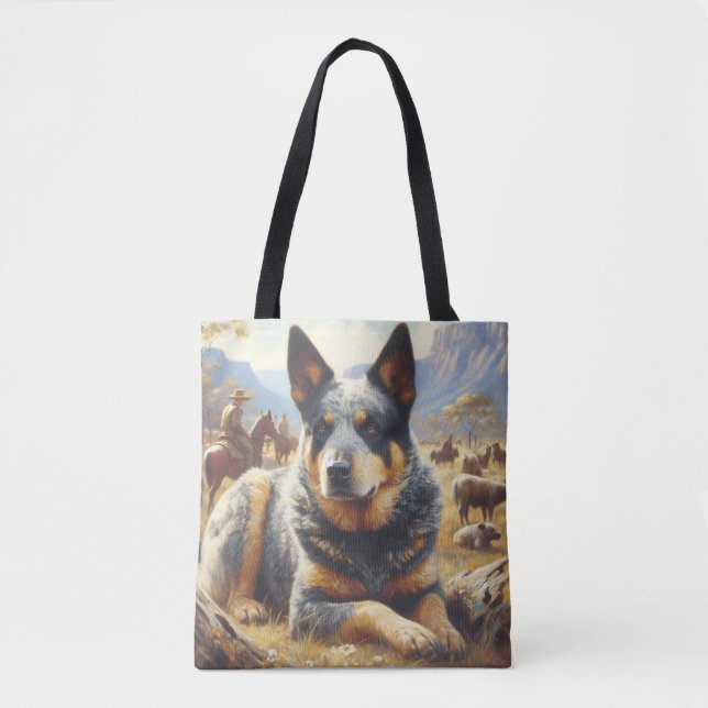 Bolso De Tela Pintura de perro de ganado antiguo de Australia (Anverso)