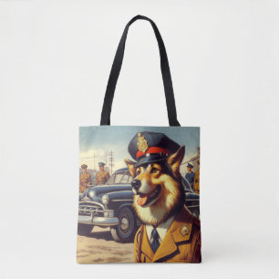 Bolso De Tela Pintura de perro de la policía retro