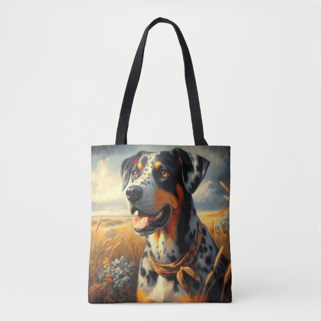 Bolso De Tela Pintura de perro de leopardo de Catahoula (Anverso)