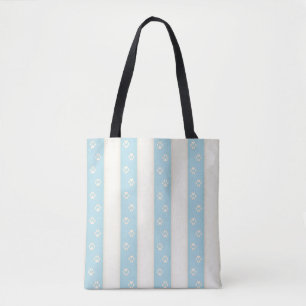 Bolso De Tela Pintura de perro pinta en franja blanca azul pálid