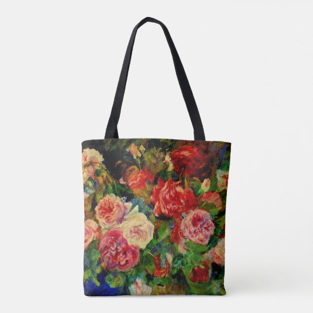 Bolso De Tela Pintura de Pierre Renoir, Rosas, obras de arte fam (Reverso)