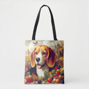 Bolso De Tela Pintura de pimienta beagle de época