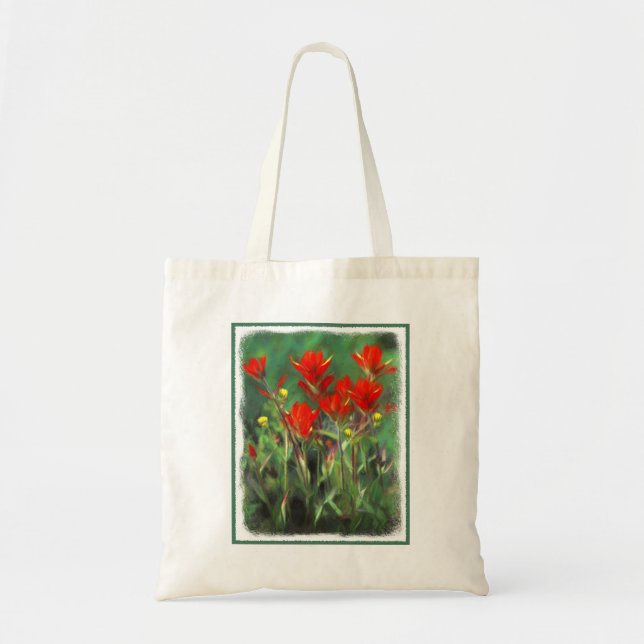 Bolso De Tela Pintura de pincel indio - Arte de flores original (Frente)