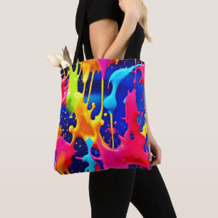 Bolso De Tela Pintura de pintura de goteo colorida