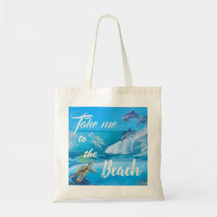 Bolso De Tela Pintura de playa y vida marina