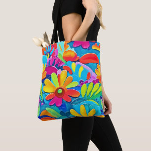 Bolso De Tela Pintura de potencia de flores coloridas