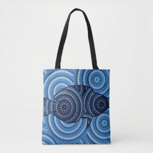 Bolso De Tela Pintura de punto de peces aborígenes