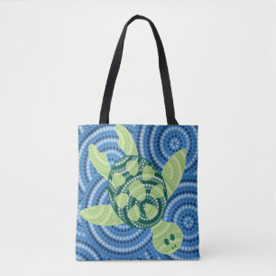Bolso De Tela Pintura de punto de tortuga aborigen