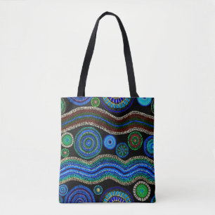 Bolso De Tela Pintura de puntos azul australiano