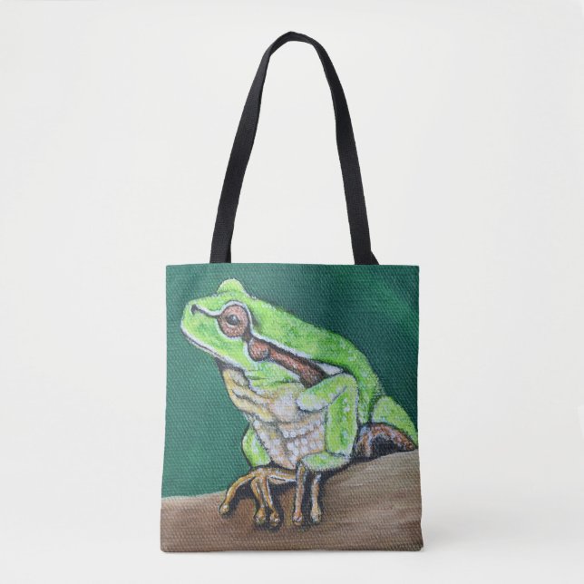 Bolso De Tela Pintura de rana de árbol (Anverso)