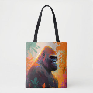 Bolso De Tela Pintura de retrato animal de gorila sin vida silve