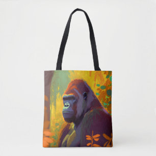 Bolso De Tela Pintura de retrato animal de gorila sin vida silve