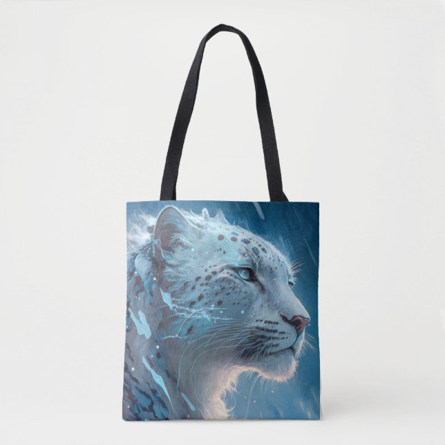 Bolso De Tela Pintura de retrato animal de leopardo de la nieve (Anverso)