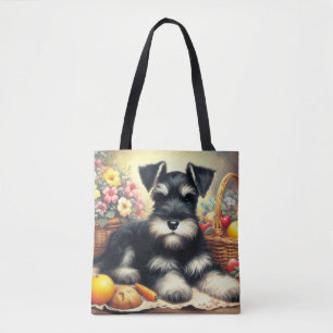 Bolso De Tela Pintura de Schnauzer de época
