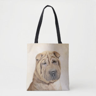Bolso De Tela Pintura de Shar Pei - Arte Perro Original Cuto