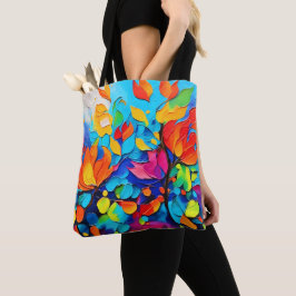 Bolso De Tela Pintura de sinfonía floral vibrante