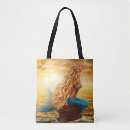 Bolso De Tela Pintura de sirena al sol