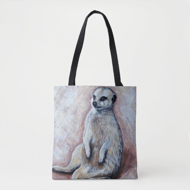 Bolso De Tela Pintura de Slouchy Meerkat (Anverso)