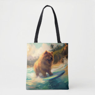Bolso De Tela Pintura de surf Chow Chow Beach