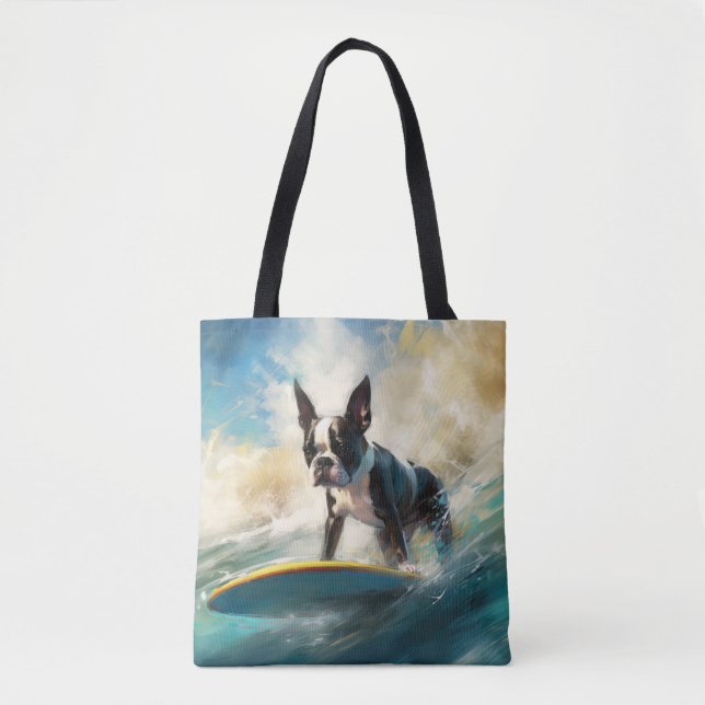 Bolso De Tela Pintura de surf en Boston Terrier Beach (Anverso)