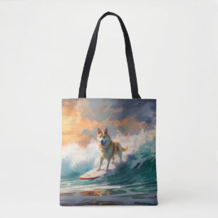 Bolso De Tela Pintura de surf en la playa de Akita
